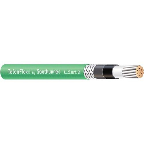 SOUTHWIRE 56969601 Telcoflex III Central Office Power Cable, 12 Awg, Single Conductor, Class B Strand with Braid, Lszh, 600 Volts, Green