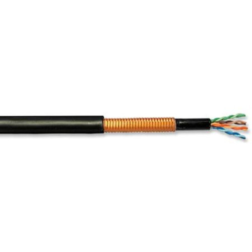 SUPERIOR 04-001-55 ESSEX Armored Category 5e UV Sunlight and Rodent Resistant.24AWG Black Polyethylene Outer Jacket, Solid Bare Copper Cable.BBDGE