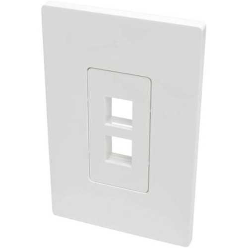 TRIPP N080-102 LITE 2-Port Keystone Single-Gang Faceplate, White, Taa, Works with Any Type of Keystone Jack, Including Those Used in Cat5e/6/6a, Usb,