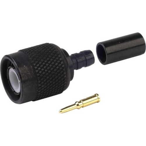 RF RFT-1202-2B INDUSTRIES TNC Male Connector for RG58/U, RG58A/U, RG141 and Ultralink Cable.Nickle Plated Body, Gold Pin.Crimp Style.Black Chrome