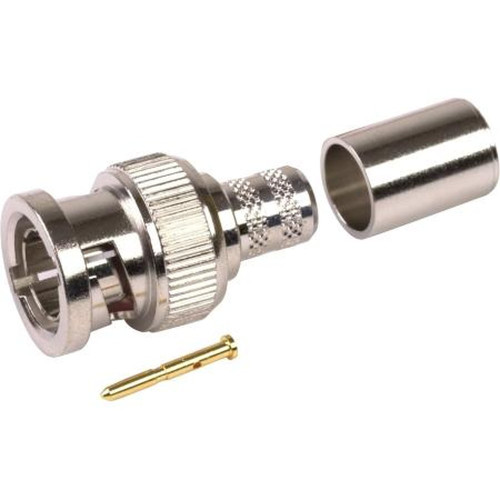 RF RFB-1707-Q INDUSTRIES 75 Ohm, BNC Male Connector for RG6 Cable.Nickle Plated Body, Gold Pin.Crimp Ferrule, Solder Pin