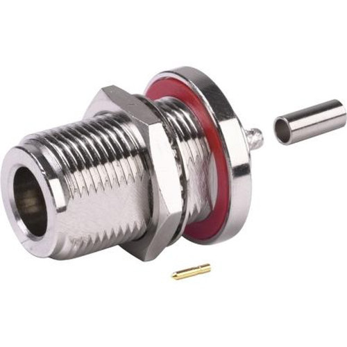 RF RFN-1022-8 INDUSTRIES Female Crimp Bulkhead W/ Rear Mount and O Ring.connector for RG174/U Nickel Body and Gold Center Pin