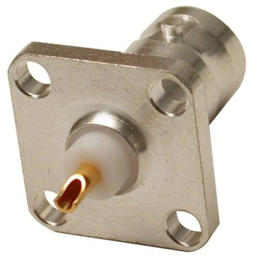 RF RFB-1115-S INDUSTRIES BNC Female Panel Mount Connector.4GHz, 50 Ohms.4 Hole Flange 0.688" Mounting Style.Solder, Solder Cup.Prepackaged 10 in a