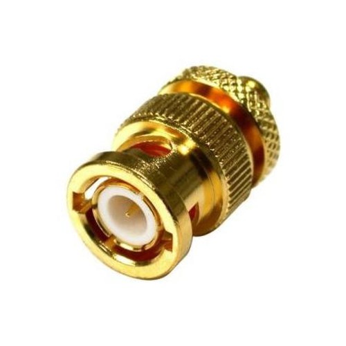 RF RSA-3476-1 INDUSTRIES BNC Male to SMA Female Straight Adapter.Brass Body, Gold Plated Contacts