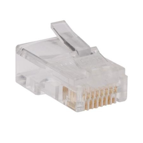 TRIPP N030-100 LITE RJ45 Modular Plug for Use on Round Solid / Stranded Conductor Cat5e Cable.50 Micron Gold Contacts