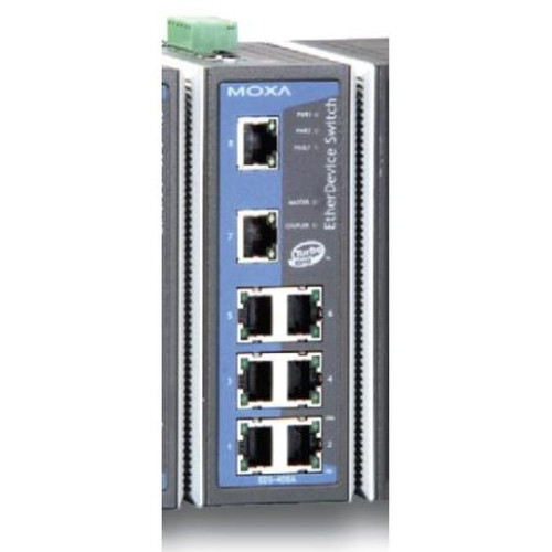 MOXA EDS-408A Entry Level Industrial Managed Eth Switch with 8x 10/100BaseT(X) Ports, 0 to 60deg C