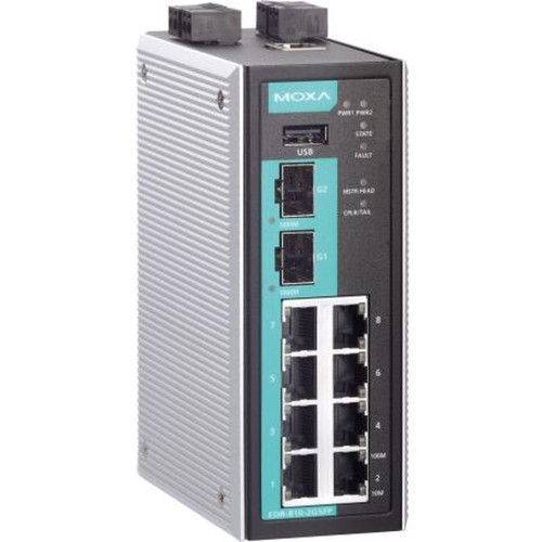 MOXA EDR-810-2GSFP Industrial Secure Router Switch with 8 10/100BaseT(X) Ports, 2 1000BaseSFP Slots, Firewall/nat, -10 to 60C