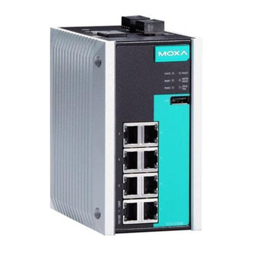 MOXA EDS-G508E 8 Port Full Gigabit Managed Ethernet Switch, 8 Gigabit T(x) Ports, -10 to 60C Operating Temperature