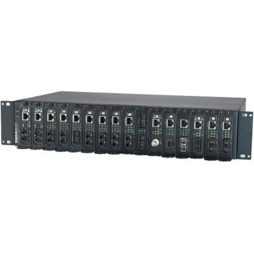 SIGNAMAX 065-1185 16 Bay Rack Mountable Media Converter Chassis, AC Powered Includes 2 Redundant Power Supplies and 3 Cooling Fans