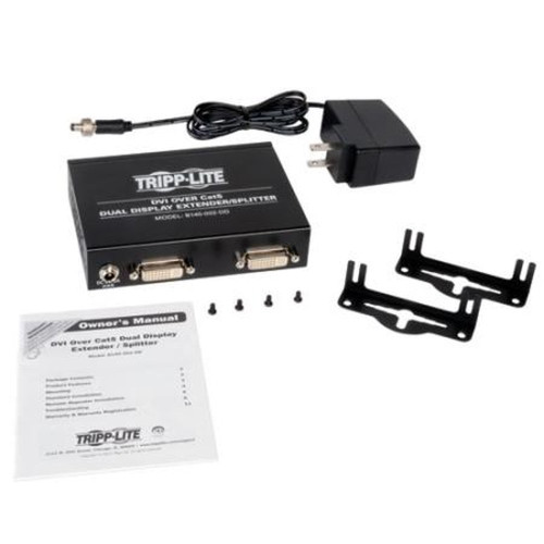 2-Port B140-002-DD Dual Display DVI Over Cat5/6 Ext Splitter