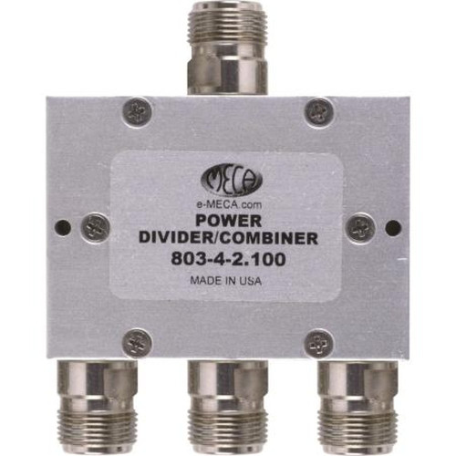 MECA 803-4-2.100/R 1.5-2.7 Ghz Three-Way Power Divider.20 Watts.1.15 Typical Vswr.20dB Min.Isolation Between Ports.N-Female Connectors
