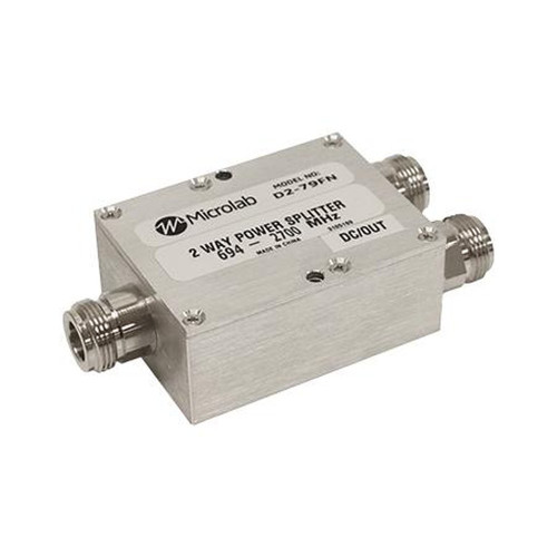 Microlab/fxr D2-79FN 694-2700 Wilkinson 2-way Power Splitter <gt/>20dB Isolation 10 Watt.N Female Conn.One Leg Passes DC for GPS Applications