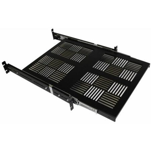 X-MARK 9013-1924 Heavy Duty Sliding Adjustable Shelf for 19" Rack, 24" Depth.4 Point Mounting.Shelf Is Vented and Color Is Black.Will Support Up to