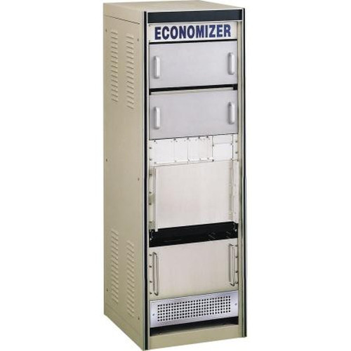 BUD ER-16603-BT INDUSTRIES "economizer" Low Cost, Ventilated Cabinet Rack.16 Gauge Top and Bottom.19" Panel Widths, 52.5" Door.18.5" Deep.Black