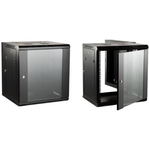 BUD WM-5606 INDUSTRIES 52"H 27U Wall Mount Wall Mount Cabinet, Emperor Series.Hinged Back Door W/ Wall Mounts, Hinged Clear Front door,2 Fans