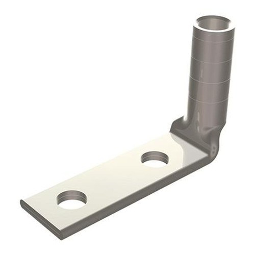 BURNDY YAZV6C2TC14FX90 Tin Plated Terminal, Cu Comp Terminal Flex Cond, Bvl Entry, 2 Hole/w/inspwindow, #6 Weld