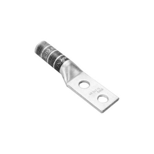 BURNDY YA3C-2TC38 Long Barrel 2 Hole lug.3/8" Holes, 1" Ctrs.fits #2 Solid Wire.Die Index 9.White Die