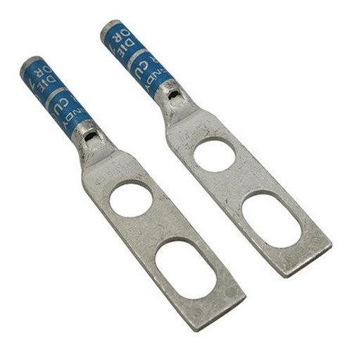 BURNDY YAZV252TC38FXSL Cu Tubing Hylug; 2 Holes W/ Inspection Window;1/0 AWG Code, 1/0 Dlo; 600V-35kV; 3/8in Stud; 5/8in ‚  1in Spacing, Long;