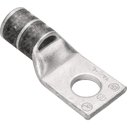 BURNDY YAL4CT14 Copper Hylug, Single Hole W/ Inspection Window,4 Awg, 1/4" Stud,8 Index,grey, Short Barrel,electro- Tin Plated