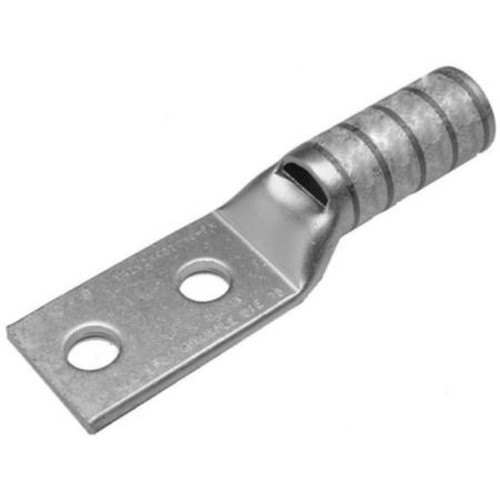 BURNDY YAZV1C2TC38FX 2 Hole Lug with Inspection Window, #1 Awg, Green.3/8 Stud