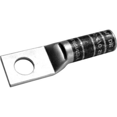 BURNDY YAZV4CTC14FX 1 Hole with Inspection Window 4 Flex, 1/4" Stud, Long Barrel, Copper Compression Lug, Tin Plated