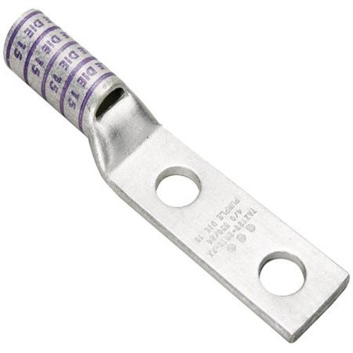BURNDY YAZ2C2TC516E2 2-Hole Long Barrel Compression #2 Strand 5/16" 3/4" Barrel Lug with Window