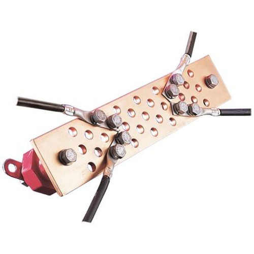 COMMSCOPE UGBKIT-0210-T 1/4" X 2" X 10" Universal Ground Bar.Made of Solid Copper with 10 Pairs of universal7/16" Hole Over 7/16"x 5/8" Slot.Wall or