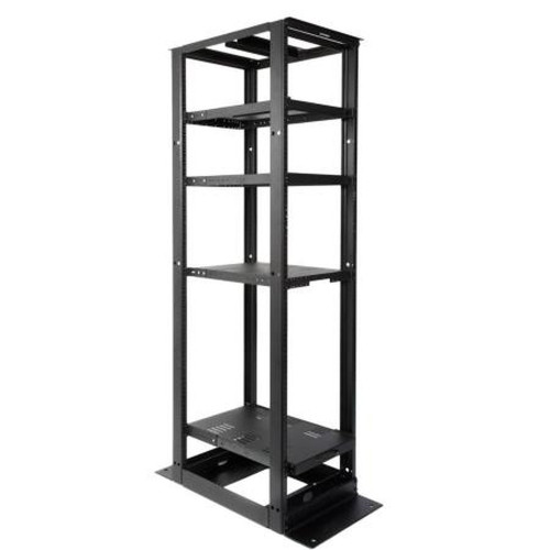 COMMSCOPE 760082529 Equipment Rack, 4-Post, 29 in (737 Mm) D X 7ft (2134 Mm) H - 19 in (482.6 Mm) Alu (45U) 12-24 Tapped Rails, Black