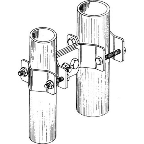COMPROD 112-85 Clamp Set.Parallel Mounting of Two 1.5"-3.5" Pipes.Holds One Pipe 3" from the Other.Consists of Center H Piece & Two Half Straps
