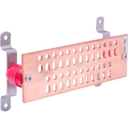 HARGER TGBI14420M 1/4" Thick X 4" Wide X 20" Long Ground Bar W/ Insulators & Brackets.70 Pre-Drilled 7/16" Holes & 3/8"x 5/8" Slots.M Pattern