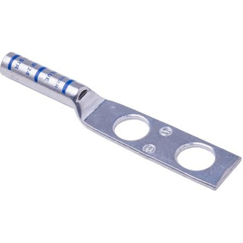 HARGER GECLB22B 2 Hole Long Barrel Compression Lug with Inspection Hole.For#2 Stranded Cable.Two Holes Will Accept 3/8 " Size Screws.3/4" on Center