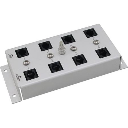 L-COM CMSP-CAT6T-4 Indoor 4-Port 10/100/1000 Base-T Gas Tube CAT6 Lightning Protector - RJ45 Jacks