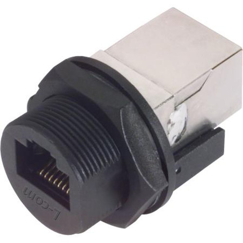 L-COM WPRJ-FTCAT5E IP67 Panel Mount RJ45 Coupler, Shielded, Feed-Thru