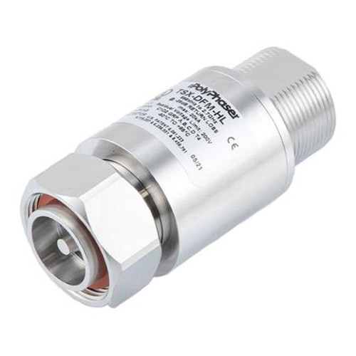 POLYPHASER TSX-DFM-HL 7/16 DIN F/m Bulkhead Coaxial RF Surge Protector, 698MHz - 2.7GHz, DC Block, Low Pim, Hazardous Location