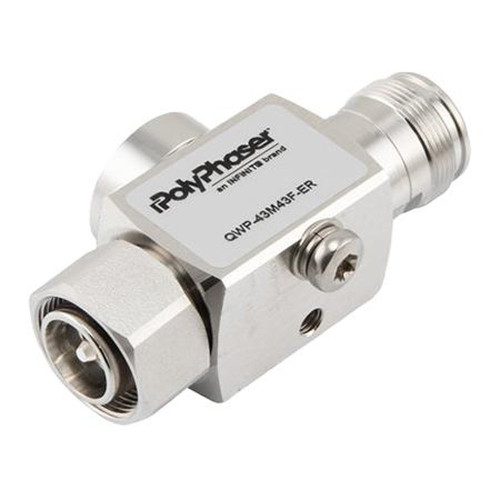 POLYPHASER QWP-43M43F-ER 4.3-10-Male to 4.3-10-Female Low PIM Quarter Wave Protector, 555MHz to 4GHz