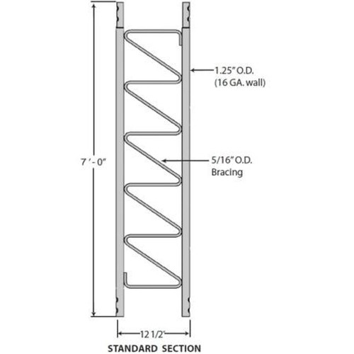 ROHN 25G7 25G General Purpose Communication Tower Section.7-ft Length.1.25in Steel Tubing.Triangular Design with 12.5-in Face.zig-Zag Bracing.hot