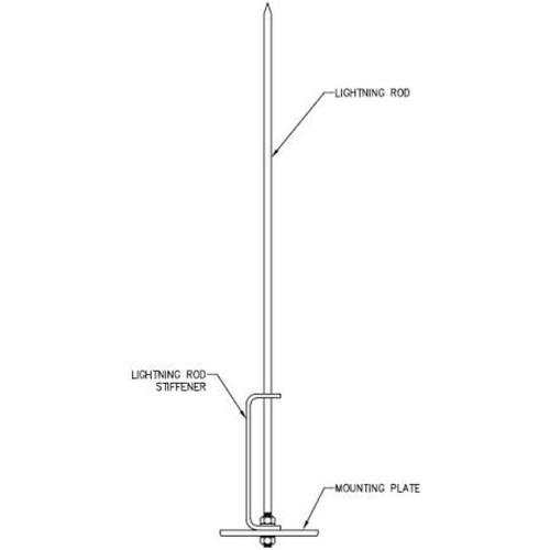 SABRE C30-986-002 S3A-LDA 5/8" X 8' Lightning Rod/stiffener Kit.Includes Lightning Rod, Stiffener, (2) Hex Nuts, (2) Flat Washers, (2) Lock Washers