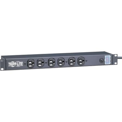 TRIPP RS-0615-F LITE 19" Rackmount AC Power Strip.15' Power Cord, 15A, 125 VAC Rating.6 Front Outlets.On/off Switch with Locking Switch Cover