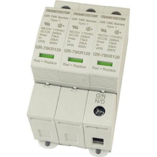 TRANSTECTOR I2R-75KY208 120/208Vac, 3-Pole, 3-Phase Wye Modular Spd,pole, 3-phase Wye, 4-wire Surge Protection with a Nominal Discharge Current of 20
