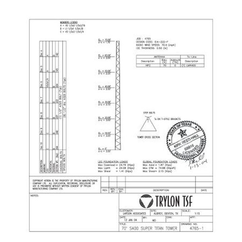 TRYLON 4.77.0101.302 P.e Stamped Drawings for Supertitan (exclude Ak, Hi, Ca).Questio Nnaire Required.Includes Tower Profile & Special Soils