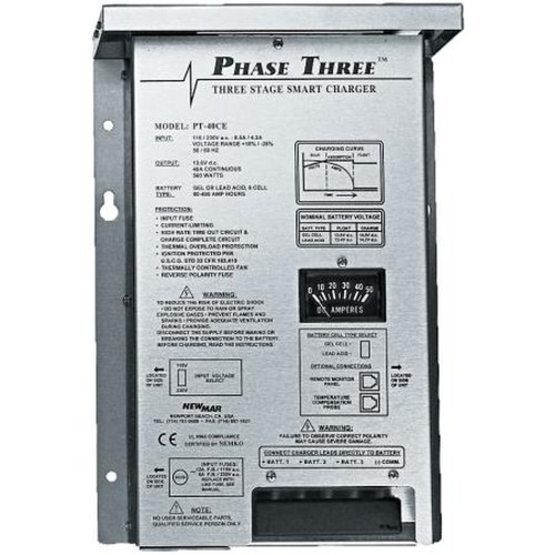 NEWMAR PT-24-45U Phase III Battery Charger.Three Step "smart" Charge Provides Optimum Performance of Batteries.90-264 VAC Input, 24 VDC/45A Out, 3