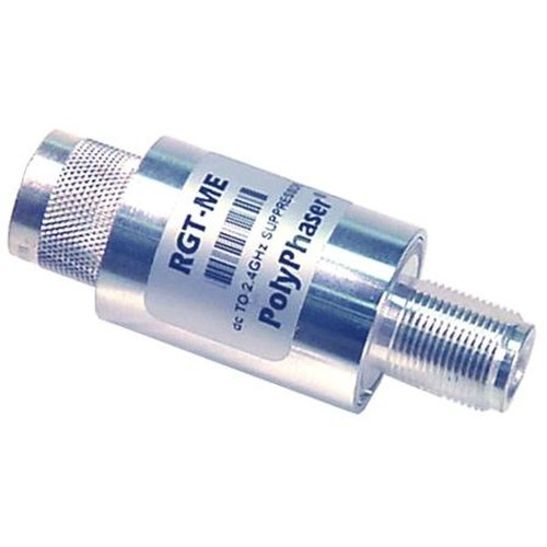 POLYPHASER RGT-ME DC to 2.4 Ghz Repl.Gas Tube Lightning Arrestor.47W @ 150, 40W @ 450, 33W @ Cellular, 12W @ Pcs.Bulkhead Mount.N/f Ant.-N/m