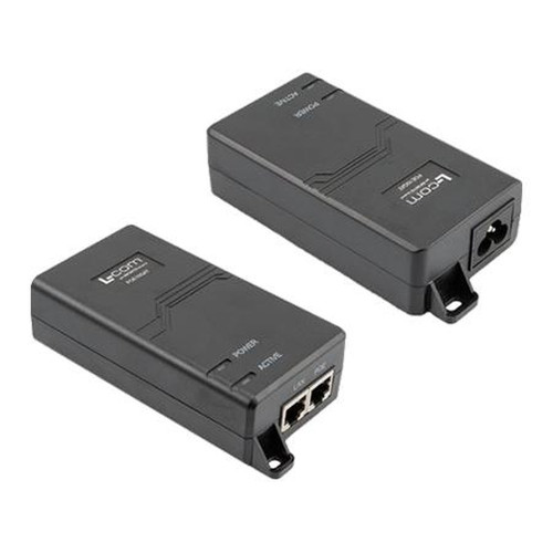 L-COM POE10GAT Poe+ Midspan Injector, 1 Port Power Over Ethernet, 10 Gbps, CAT 6a or 7, Ul, 802.3at Certified, 53 Volts at 32 Watts Power Supply