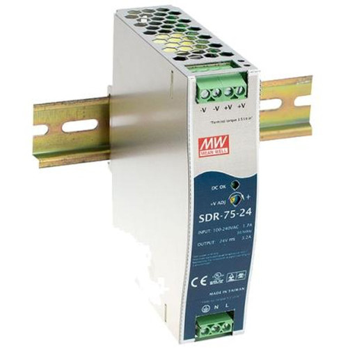 MEAN SDR-75-24 WELL 75W 24V Single Output Industrial DIN RAIL with Power Supply
