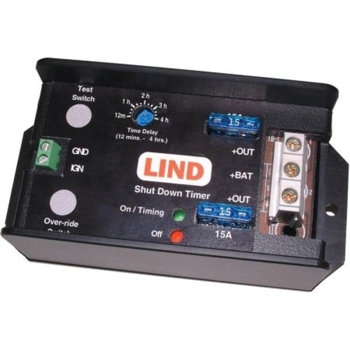 LIND SDT1230-016 Shut Down Timer with Fused Terminal Block Connections.Delay Can Be Set from 15 Seconds to 18 Hours.Includes Emergency Override