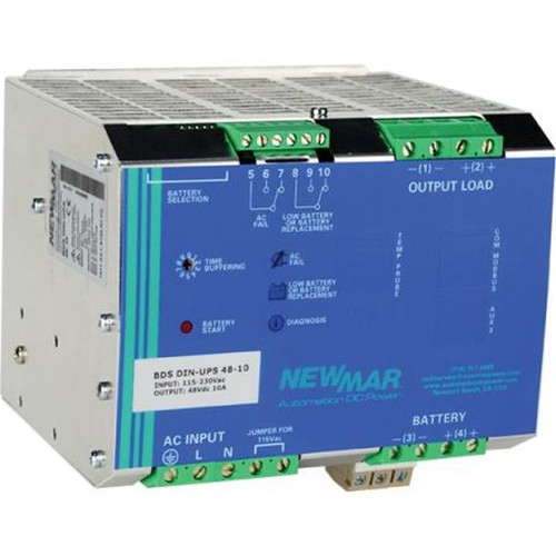 NEWMAR BDS-DIN-UPS-48-10 48VDC 10 Amp Power System.Power Supply Battery Charging and Status Monitoring.DIN Rail Mount