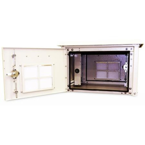DDB OD-16DXC 18"H X 28"W X 30"D Outdoor Aluminum Cabinet Enclosure.NEMA Class 250 Type 4,4X.19" or 23" Rails.Front/ Rear W/ 3pt Lock.Cream.Drop