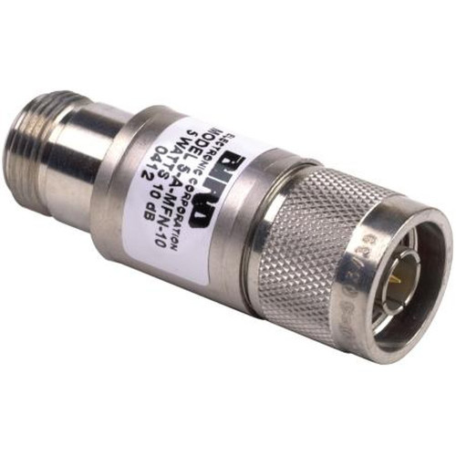 BIRD 5-A-MFN-10 RF Coaxial Attenuator.5 Watt, 10dB Nominal Attenuation.Male N to Female N Connectors