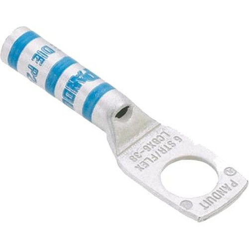 PANDUIT LCBX6-14-L Copper Compression Lug, 1 Hole, #6 AWG Flex, Long Barrel, 1/4" Stud