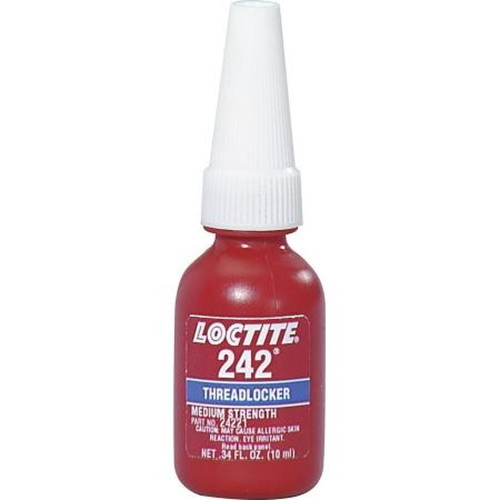 LOCTITE 24221 242 Threadlocker.Medium Strength for 1/4" to 3/4" Screws.Blue; 110/33 Tensile Strength; Temp -65 to 300degF; Fix 10min/full 24 Hr;